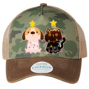 Cute Puppy and Kitten Christmas Lights Legacy Tie Dye Trucker Hat