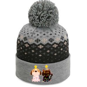 Cute Puppy and Kitten Christmas Lights The Baniff Cuffed Pom Beanie