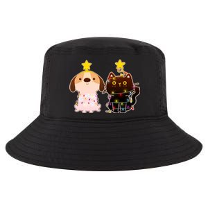 Cute Puppy and Kitten Christmas Lights Cool Comfort Performance Bucket Hat