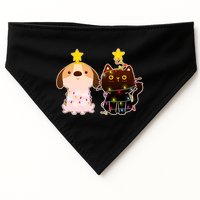 Cute Puppy and Kitten Christmas Lights USA-Made Doggie Bandana