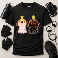 Cute Puppy and Kitten Christmas Lights Cooling Performance Crew T-Shirt