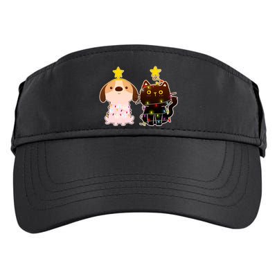 Cute Puppy and Kitten Christmas Lights Adult Drive Performance Visor