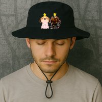 Cute Puppy and Kitten Christmas Lights Bucket Hat