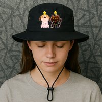 Cute Puppy and Kitten Christmas Lights Bucket Hat