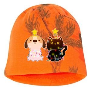 Cute Puppy and Kitten Christmas Lights Kati - Camo Knit Beanie