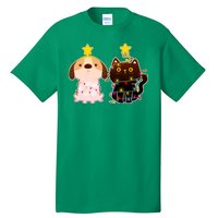 Cute Puppy and Kitten Christmas Lights Tall T-Shirt