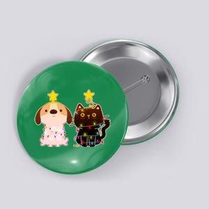 Cute Puppy and Kitten Christmas Lights Button