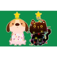 Cute Puppy and Kitten Christmas Lights Bumper Sticker