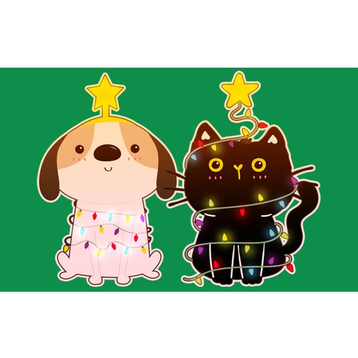 Cute Puppy and Kitten Christmas Lights Bumper Sticker