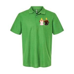 Cute Puppy and Kitten Christmas Lights Softstyle Adult Sport Polo