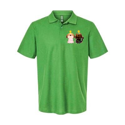 Cute Puppy and Kitten Christmas Lights Softstyle Adult Sport Polo