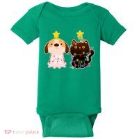 Cute Puppy and Kitten Christmas Lights Baby Bodysuit