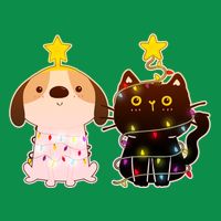 Cute Puppy and Kitten Christmas Lights Womens T-Shirt