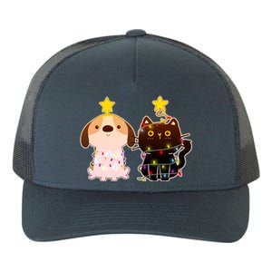 Cute Puppy and Kitten Christmas Lights Yupoong Adult 5-Panel Trucker Hat