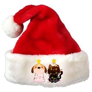 Cute Puppy and Kitten Christmas Lights Premium Christmas Santa Hat