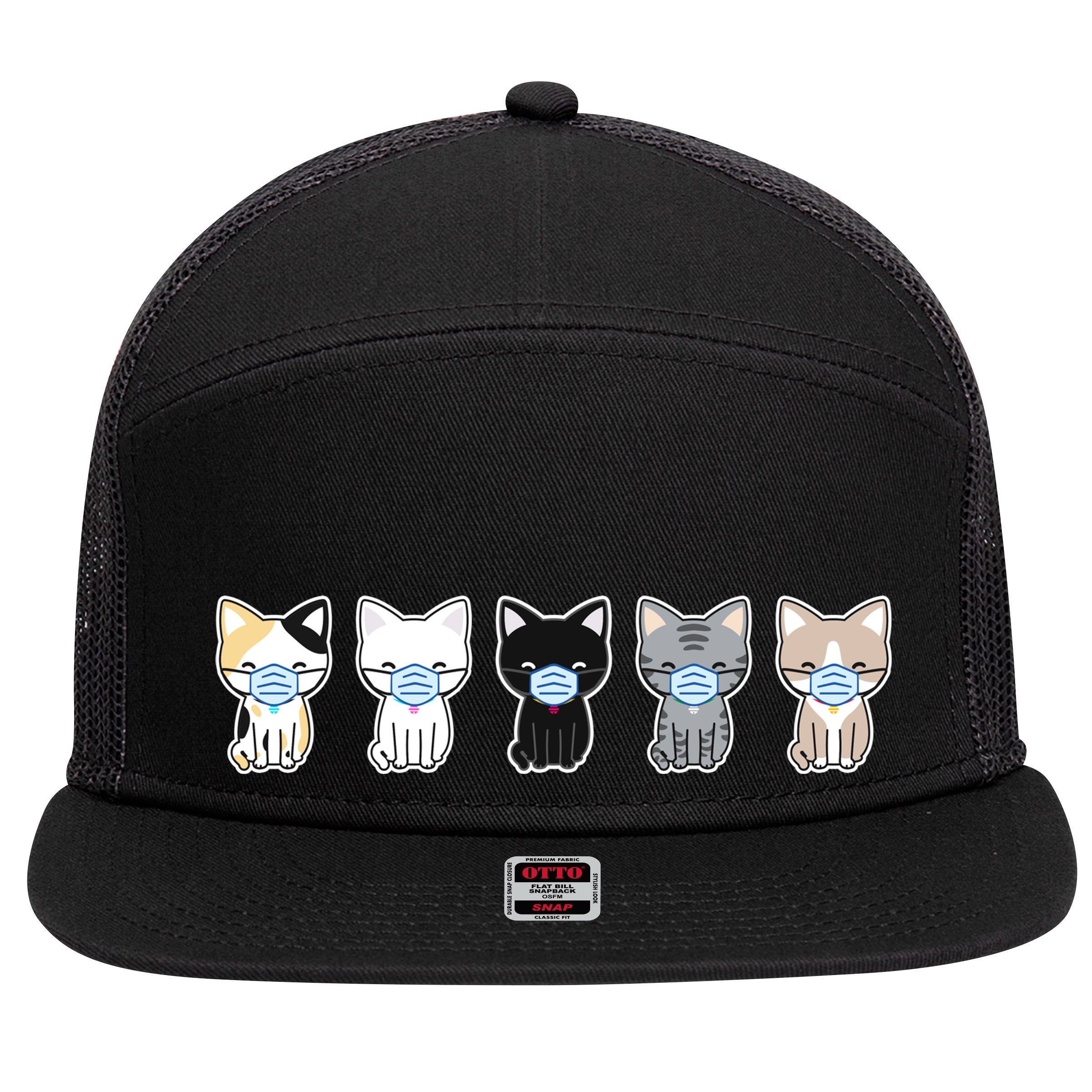 Cute Quarantine Kitties 7 Panel Mesh Trucker Snapback Hat