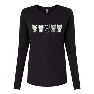 Cute Quarantine Kitties Womens Cotton Relaxed Long Sleeve T-Shirt