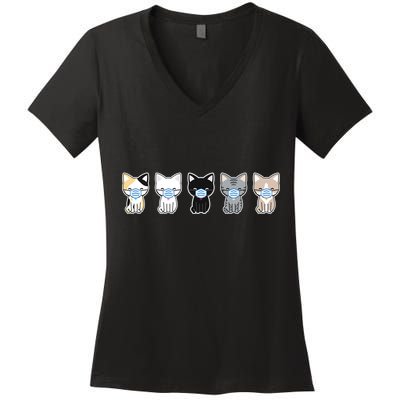 Cute Quarantine Kitties Women's V-Neck T-Shirt