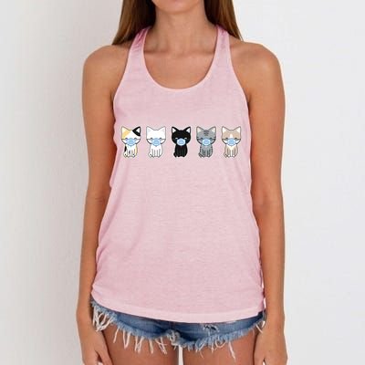 Cute Quarantine Kitties Women's Knotted Racerback Tank