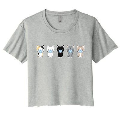 Cute Quarantine Kitties Women's Crop Top Tee