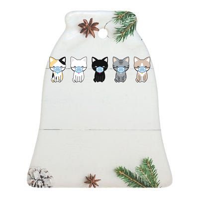 Cute Quarantine Kitties Ceramic Bell Ornament