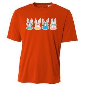 Cute Quarantined Easter Bunnies Wearing Mask Cooling Performance Crew T-Shirt