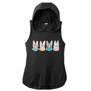 Cute Quarantined Easter Bunnies Wearing Mask Ladies PosiCharge Tri-Blend Wicking Draft Hoodie Tank