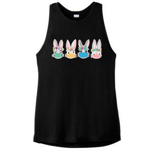 Cute Quarantined Easter Bunnies Wearing Mask Ladies PosiCharge Tri-Blend Wicking Tank