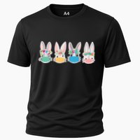 Cute Quarantined Easter Bunnies Wearing Mask Cooling Performance Crew T-Shirt