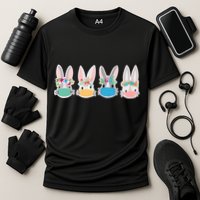Cute Quarantined Easter Bunnies Wearing Mask Cooling Performance Crew T-Shirt