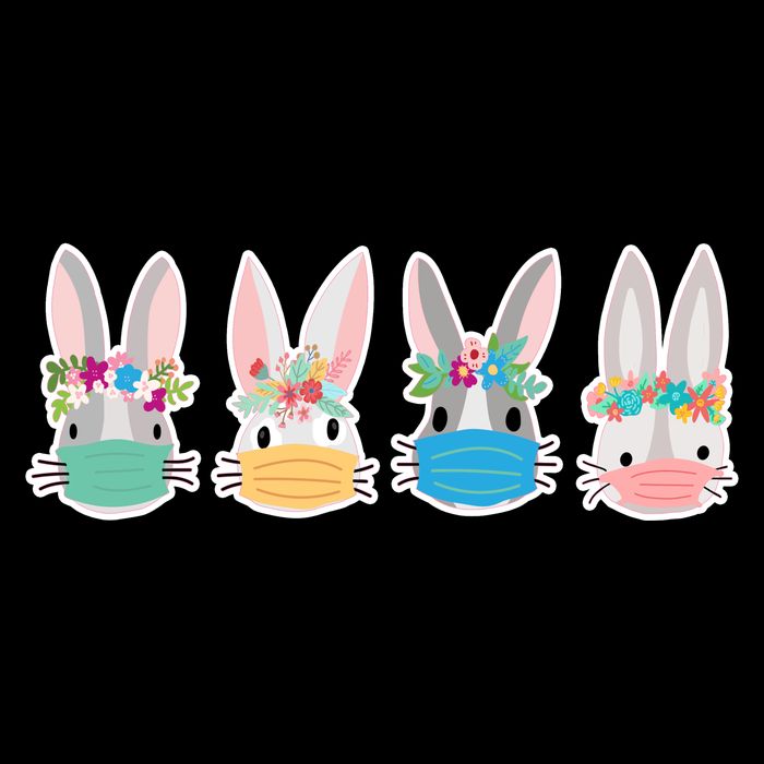 Cute Quarantined Easter Bunnies Wearing Mask Cooling Performance Crew T-Shirt