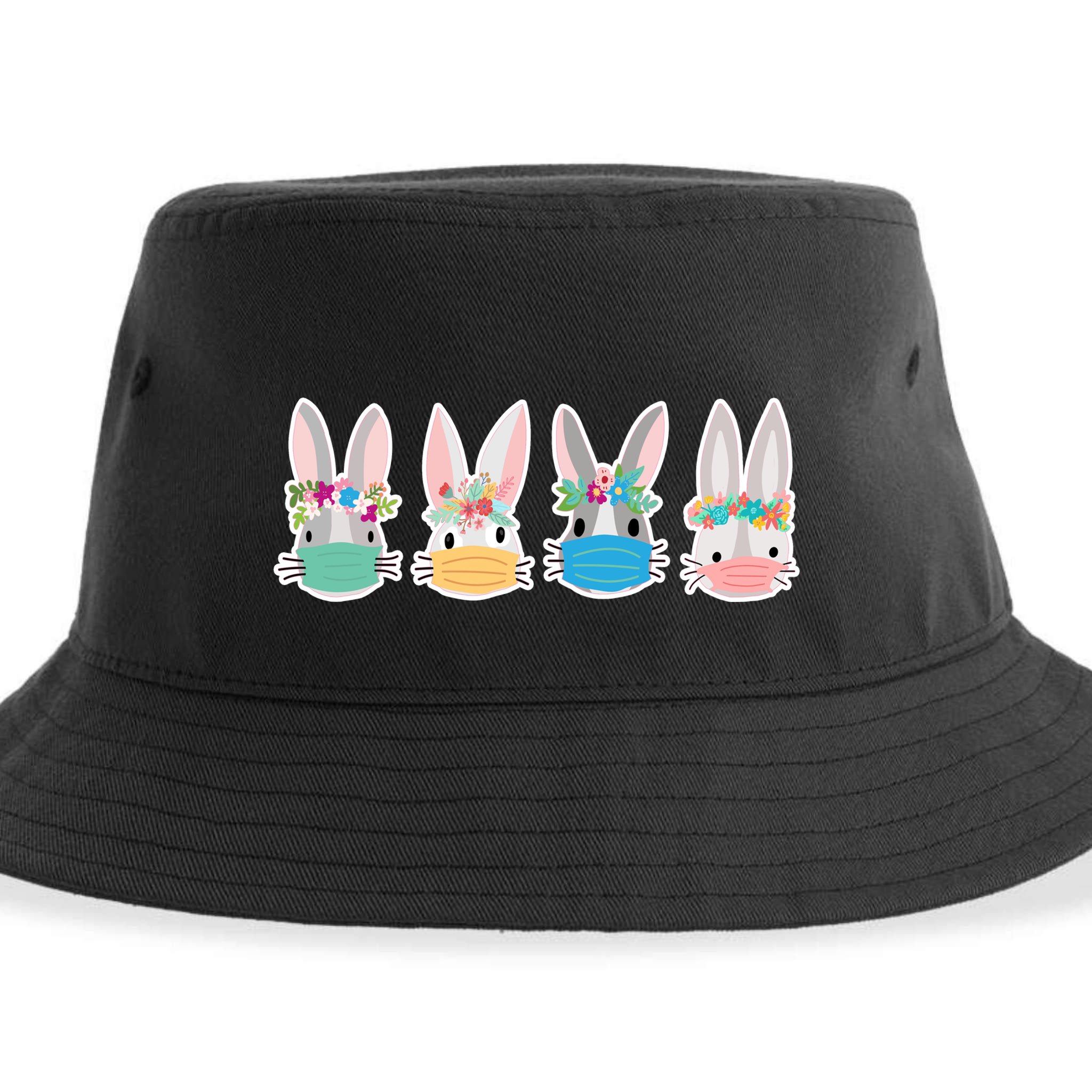 Cute Quarantined Easter Bunnies Wearing Mask Sustainable Bucket Hat