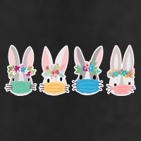 Cute Quarantined Easter Bunnies Wearing Mask 11oz C Handle Ceramic Mug