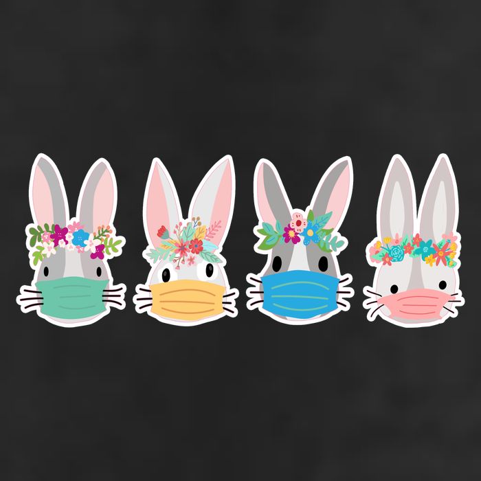 Cute Quarantined Easter Bunnies Wearing Mask 11oz C Handle Ceramic Mug