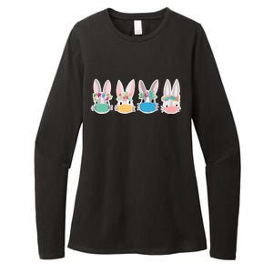 Cute Quarantined Easter Bunnies Wearing Mask Womens CVC Long Sleeve Shirt