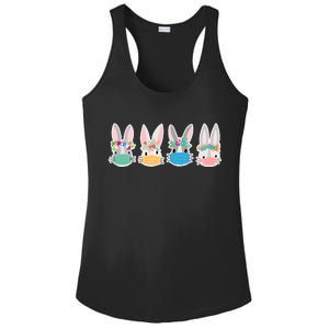 Cute Quarantined Easter Bunnies Wearing Mask Ladies PosiCharge Competitor Racerback Tank