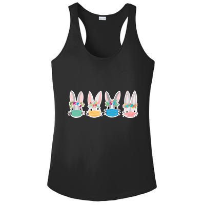 Cute Quarantined Easter Bunnies Wearing Mask Ladies PosiCharge Competitor Racerback Tank