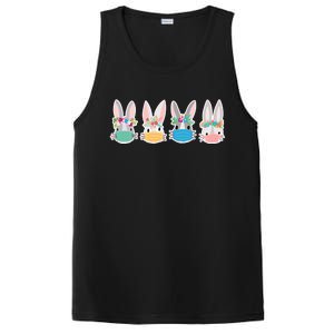 Cute Quarantined Easter Bunnies Wearing Mask PosiCharge Competitor Tank