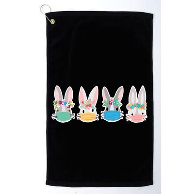 Cute Quarantined Easter Bunnies Wearing Mask Golf Towel