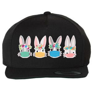 Cute Quarantined Easter Bunnies Wearing Mask Wool Snapback Cap