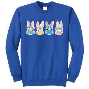 Cute Quarantined Easter Bunnies Wearing Mask Sweatshirt