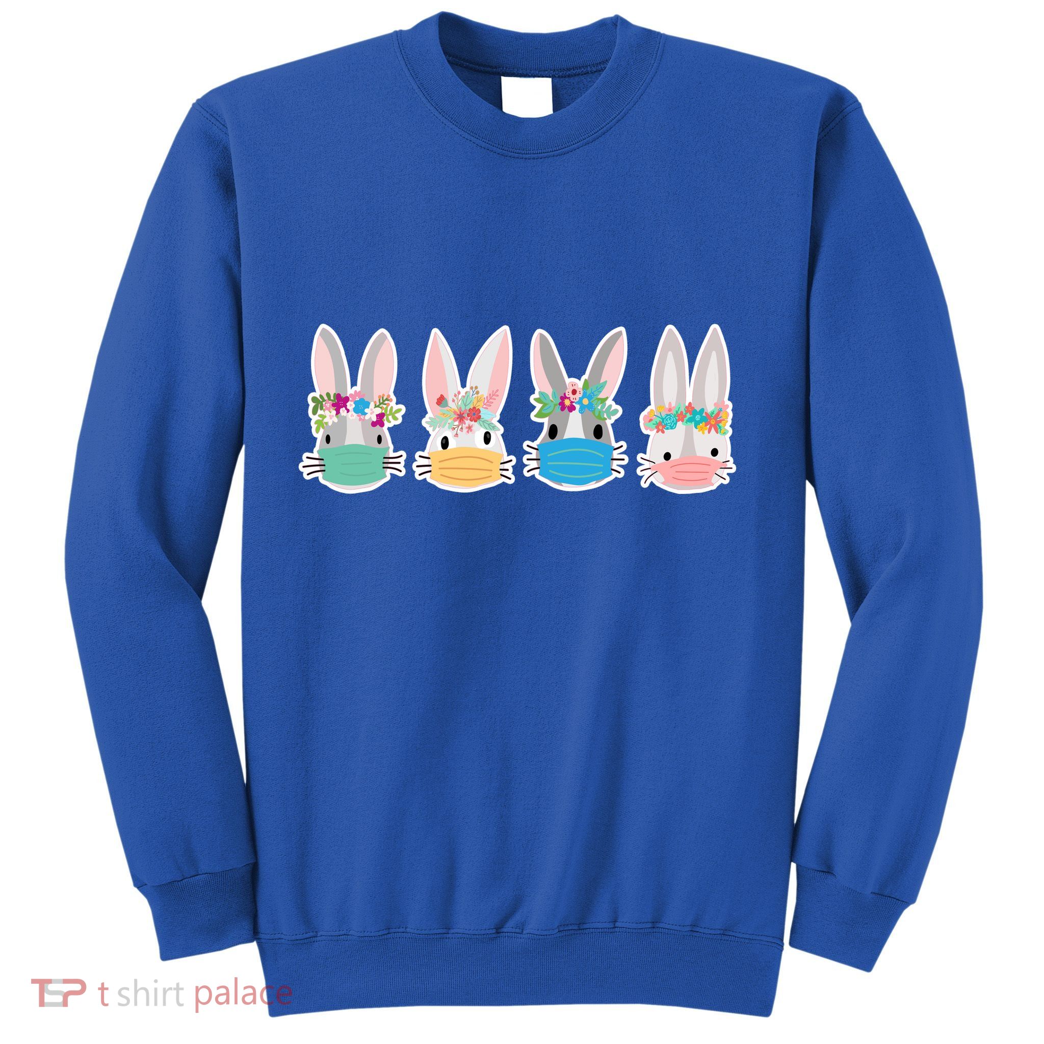 Cute Quarantined Easter Bunnies Wearing Mask Sweatshirt