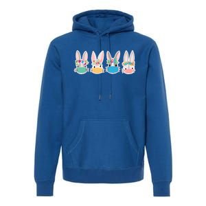 Cute Quarantined Easter Bunnies Wearing Mask Premium Hoodie