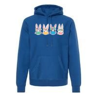 Cute Quarantined Easter Bunnies Wearing Mask Premium Hoodie