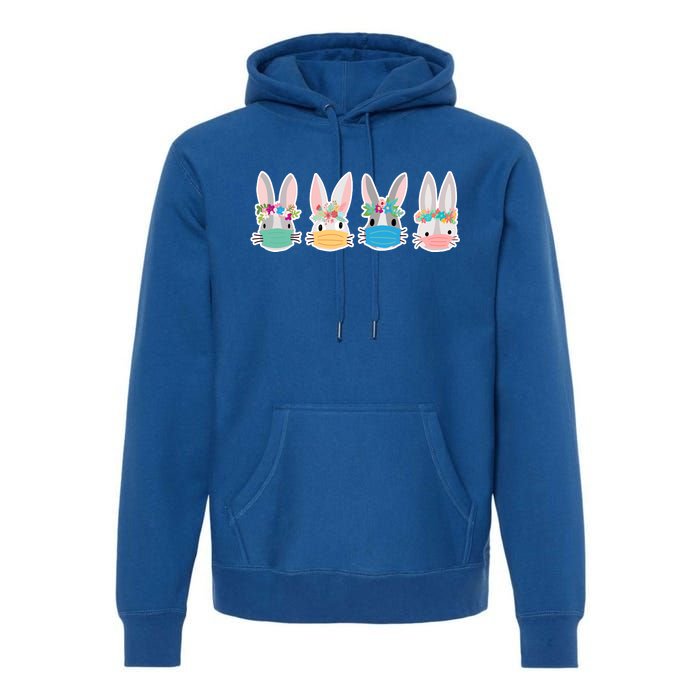 Cute Quarantined Easter Bunnies Wearing Mask Premium Hoodie