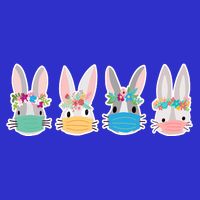 Cute Quarantined Easter Bunnies Wearing Mask 16 in Basic Backpack
