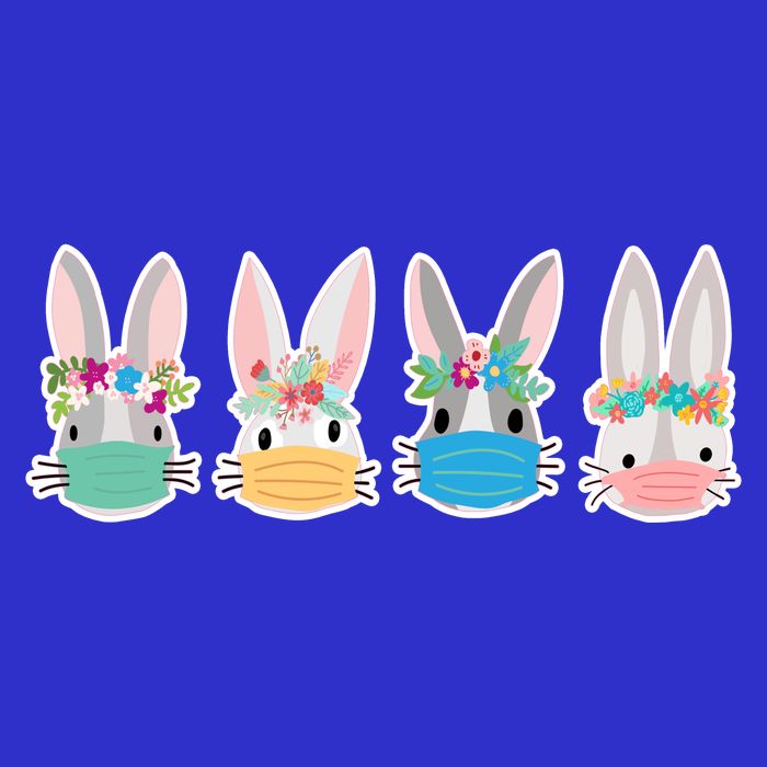 Cute Quarantined Easter Bunnies Wearing Mask 16 in Basic Backpack