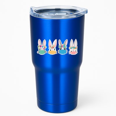 Cute Quarantined Easter Bunnies Wearing Mask Tumbler
