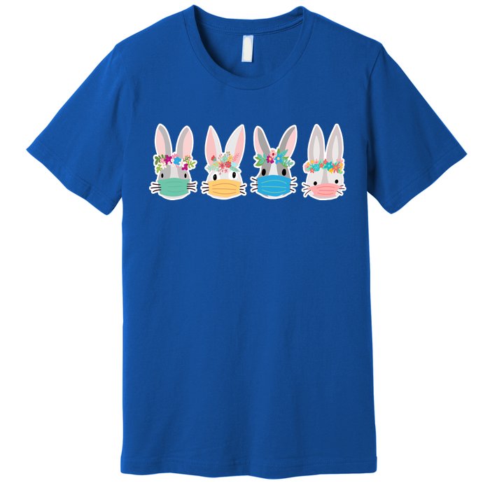 Cute Quarantined Easter Bunnies Wearing Mask Premium T-Shirt