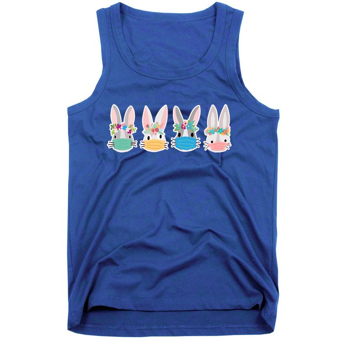 Cute Quarantined Easter Bunnies Wearing Mask Tank Top